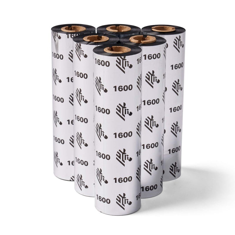 Zebra Standard Black Wax Ribbon for Thermal Transfer Desktop Printers Width 4.33 in Length 242 ft 0.5 in Core Pack of 6 Rolls Compatible with Multiple Models 10031723SP - Image 1